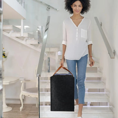 Stair Storage Basket with Leather Handles – Fits Right on Your Steps