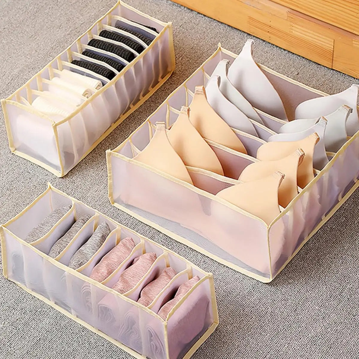 Foldable Closet Organizer for Socks & Underwear - Beige