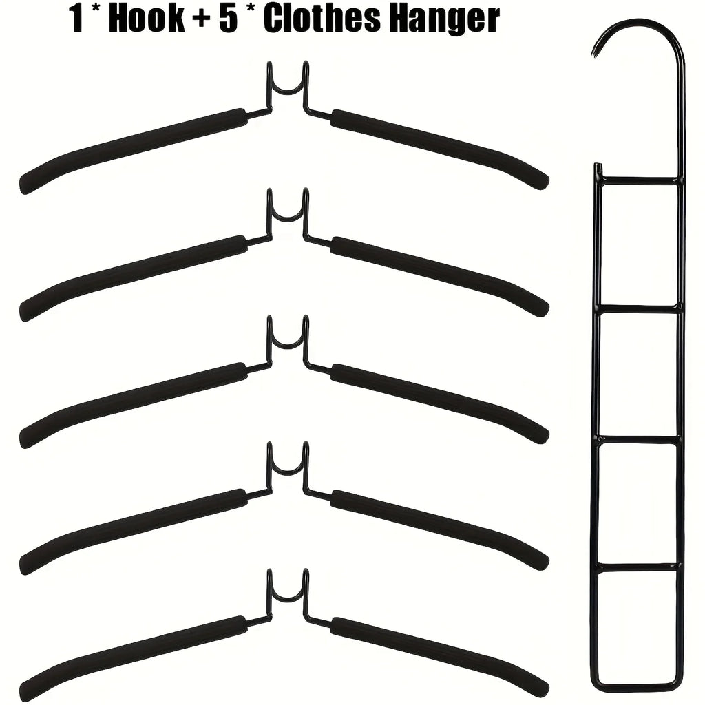 Five-Tier Hanging Closet Hanger with Hooks – Space-Saving Organizer