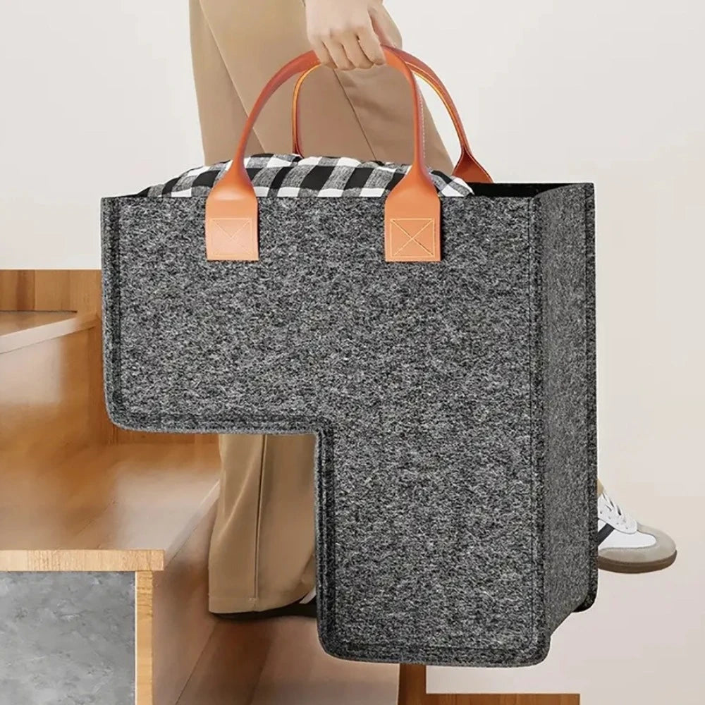 Stair Storage Basket with Leather Handles – Fits Right on Your Steps