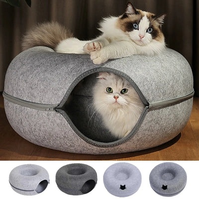 Donut Cat Cave & Tunnel Bed – The Hideout Your Cat Actually Wants