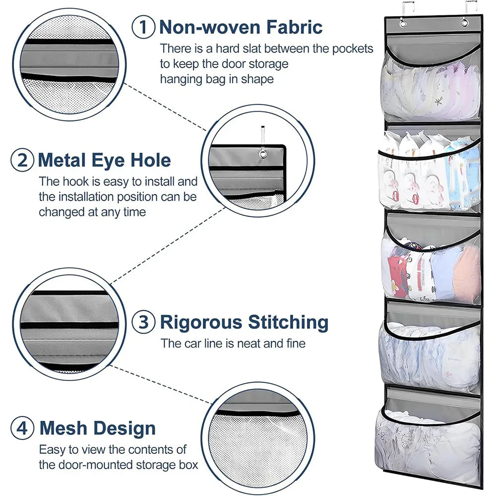 Over-Door Hanging Organizer - 5 Pockets