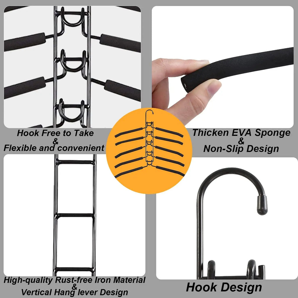 Five-Tier Hanging Closet Hanger with Hooks – Space-Saving Organizer