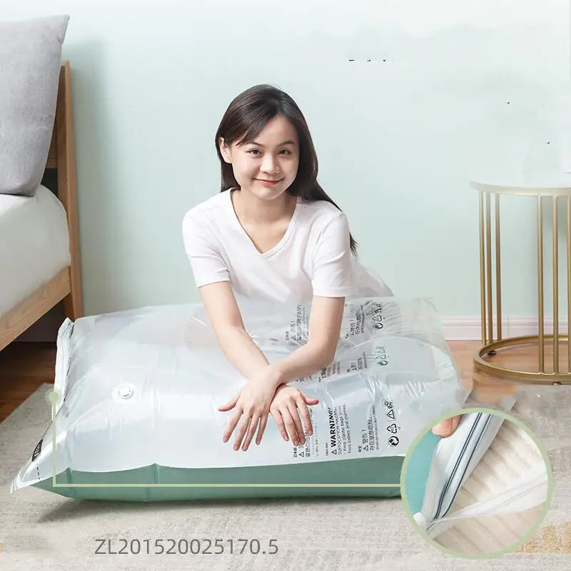 Compression storage bag showing patent number ZL201520025170.5