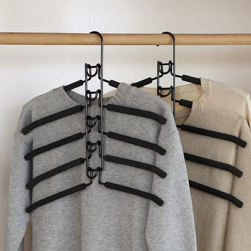 Five-Tier Hanging Closet Hanger with Hooks – Space-Saving Organizer